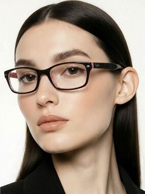 Retro Style Black and orange Ray Bans Eyeglass Frames | Y2K | Square